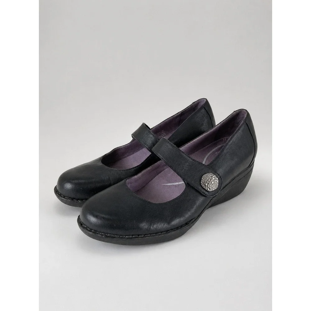Dansko Mary Jane Wedge Women 41 10.5 Leather Comfort Strap Shoe Teacher Artsy